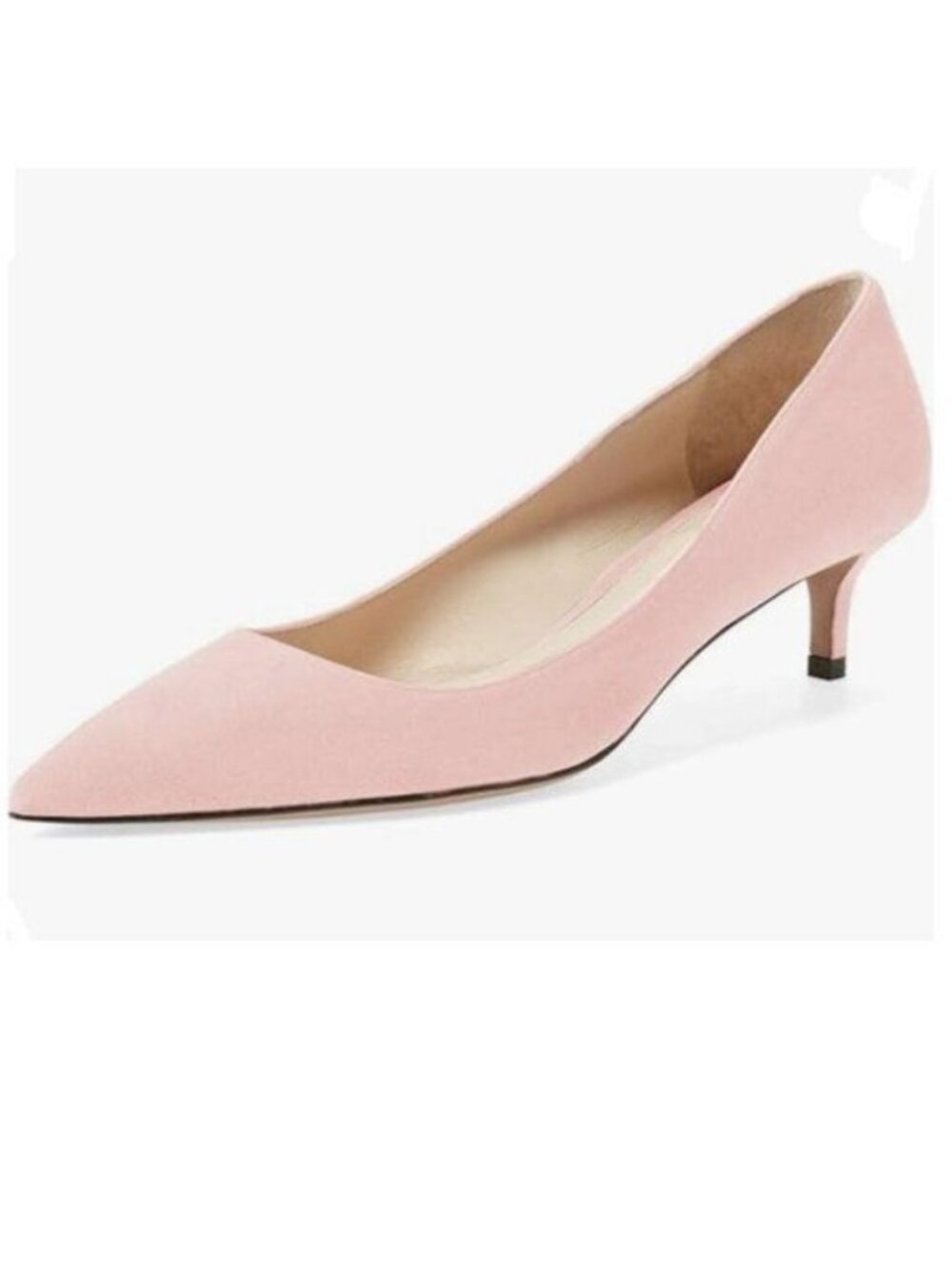 YDN Light Pink Kitten Heel Pumps Pointed Toe Dress Shoes Office Lady Soft Suede